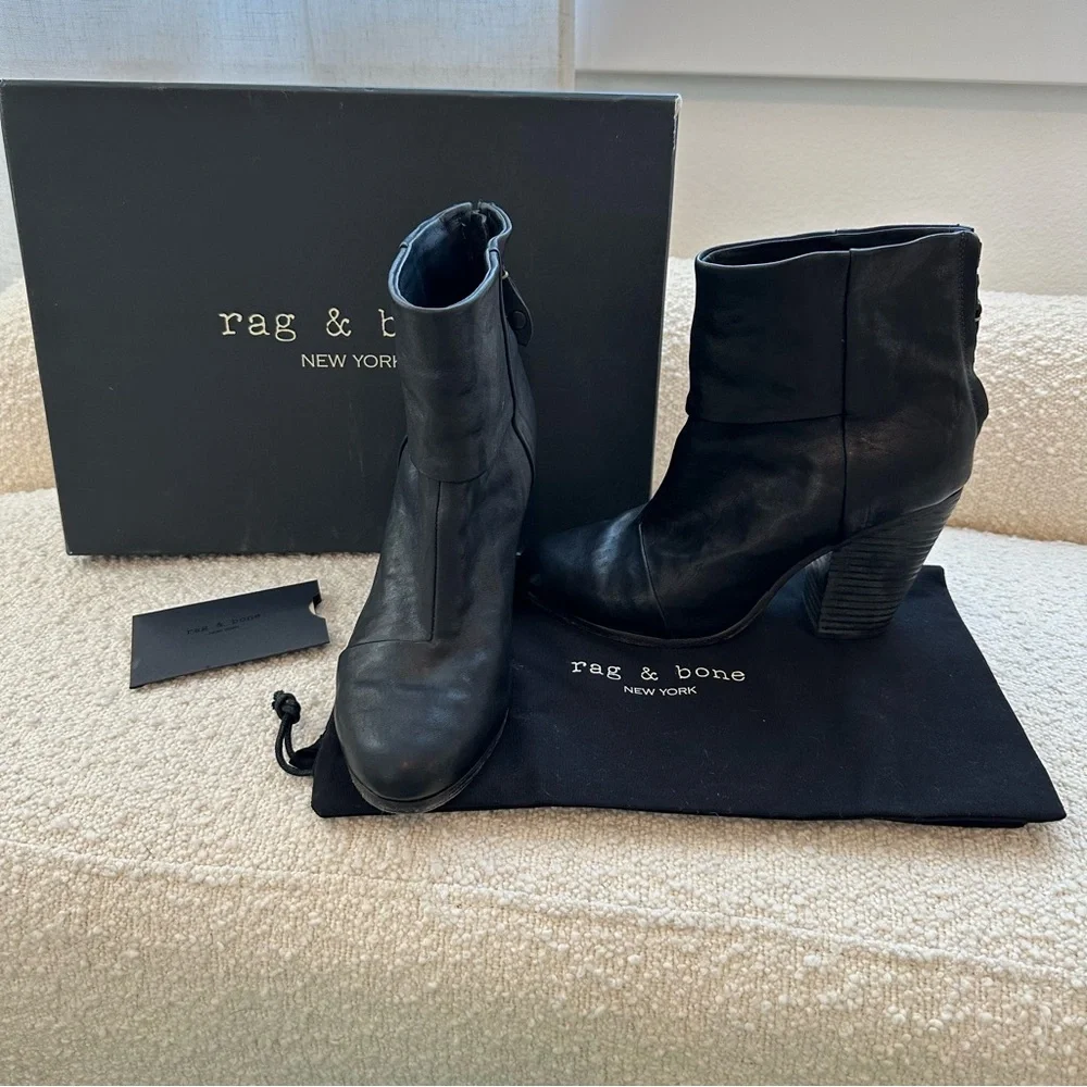 Rag & Bone Classic Black Newbury Ankle Boots